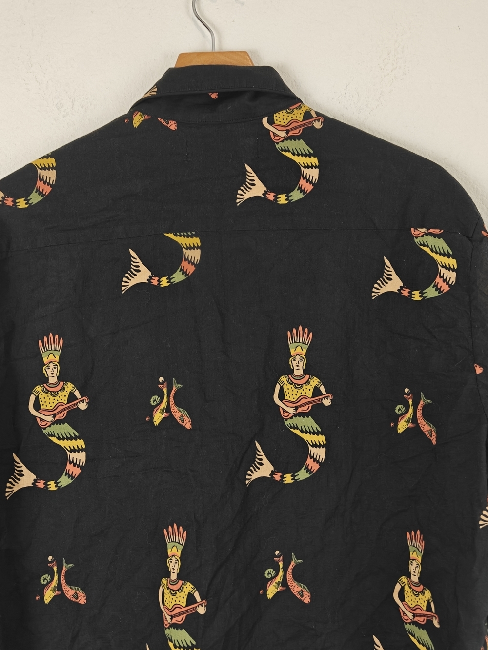 Desmond & Dempsey Mermaid Print Cotton Button-Up PJ Shirt, Men’s Large - Picture 10 of 11